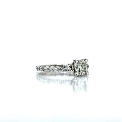 "ENGR02209" 1.43 Carat Princess Shaped Diamond with Pavé Engagement Ring in Platinum