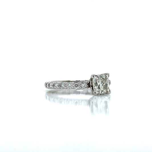 "ENGR02209" 1.43 Carat Princess Shaped Diamond with Pavé Engagement Ring in Platinum