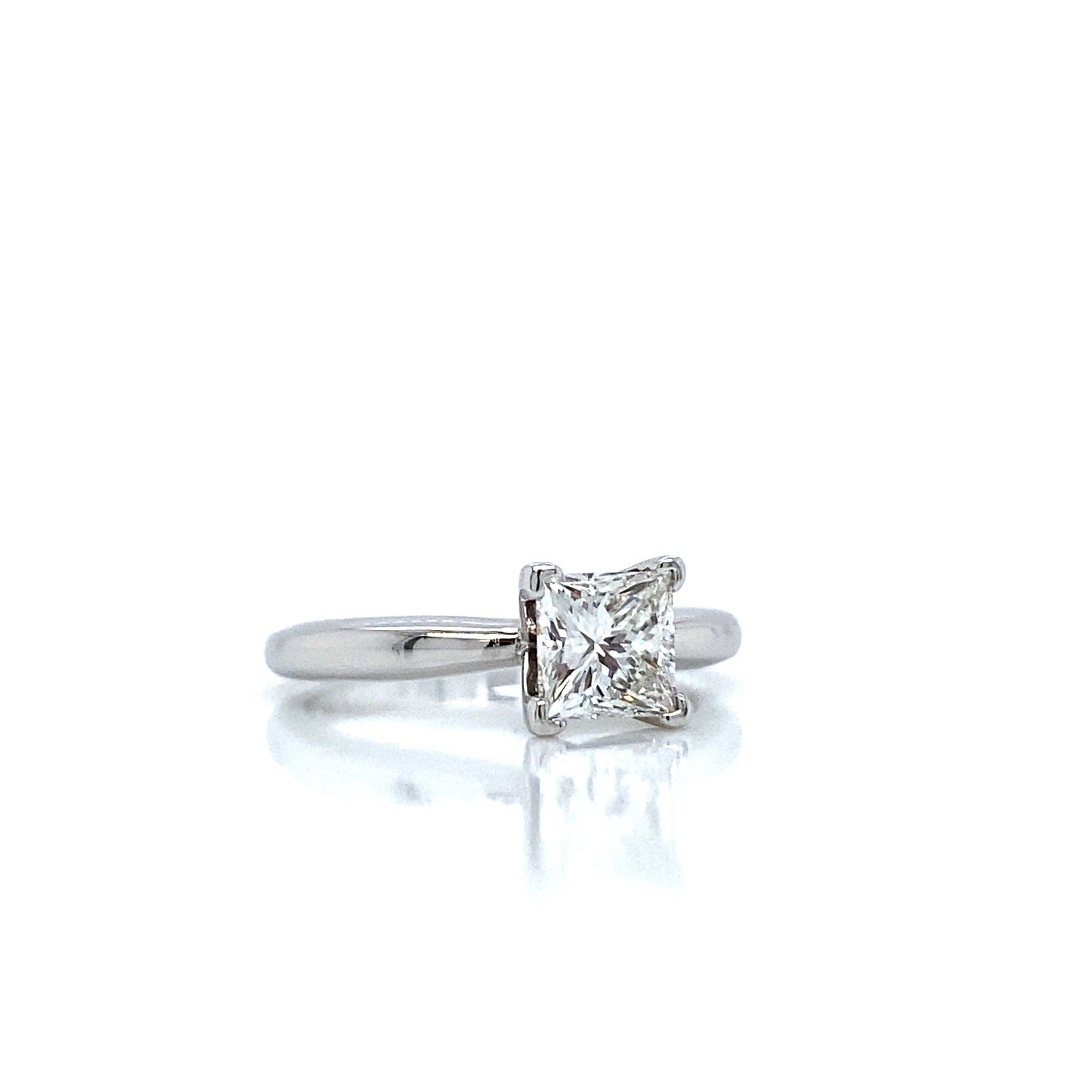 "ENGR02600" 0.86 Carat Princess Cut Diamond Solitaire Style Engagement Ring in Platinum
