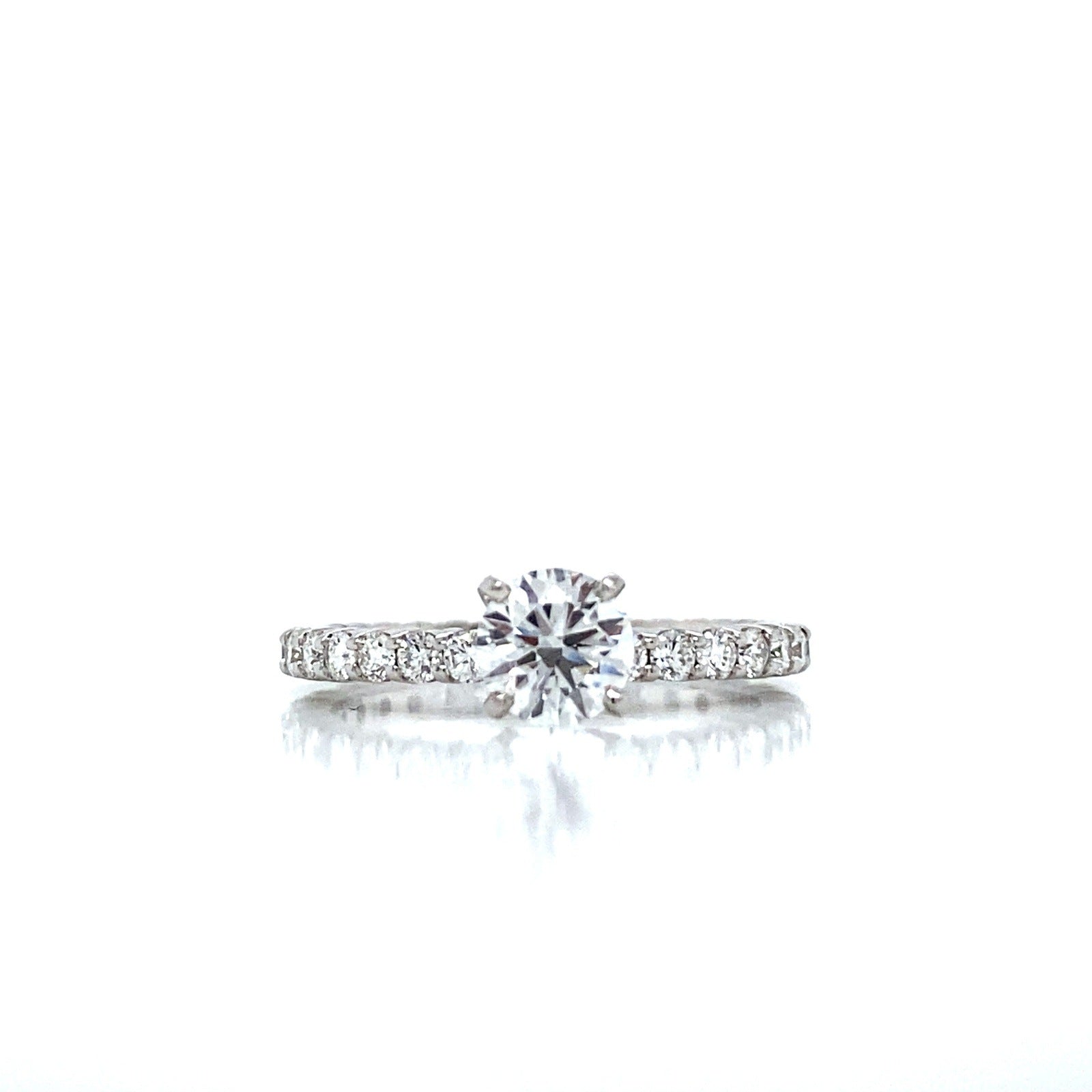 "ENGR01601" 1.38 Carat Round Diamond Classic Style Engagement Ring with Diamond Band in Platinum