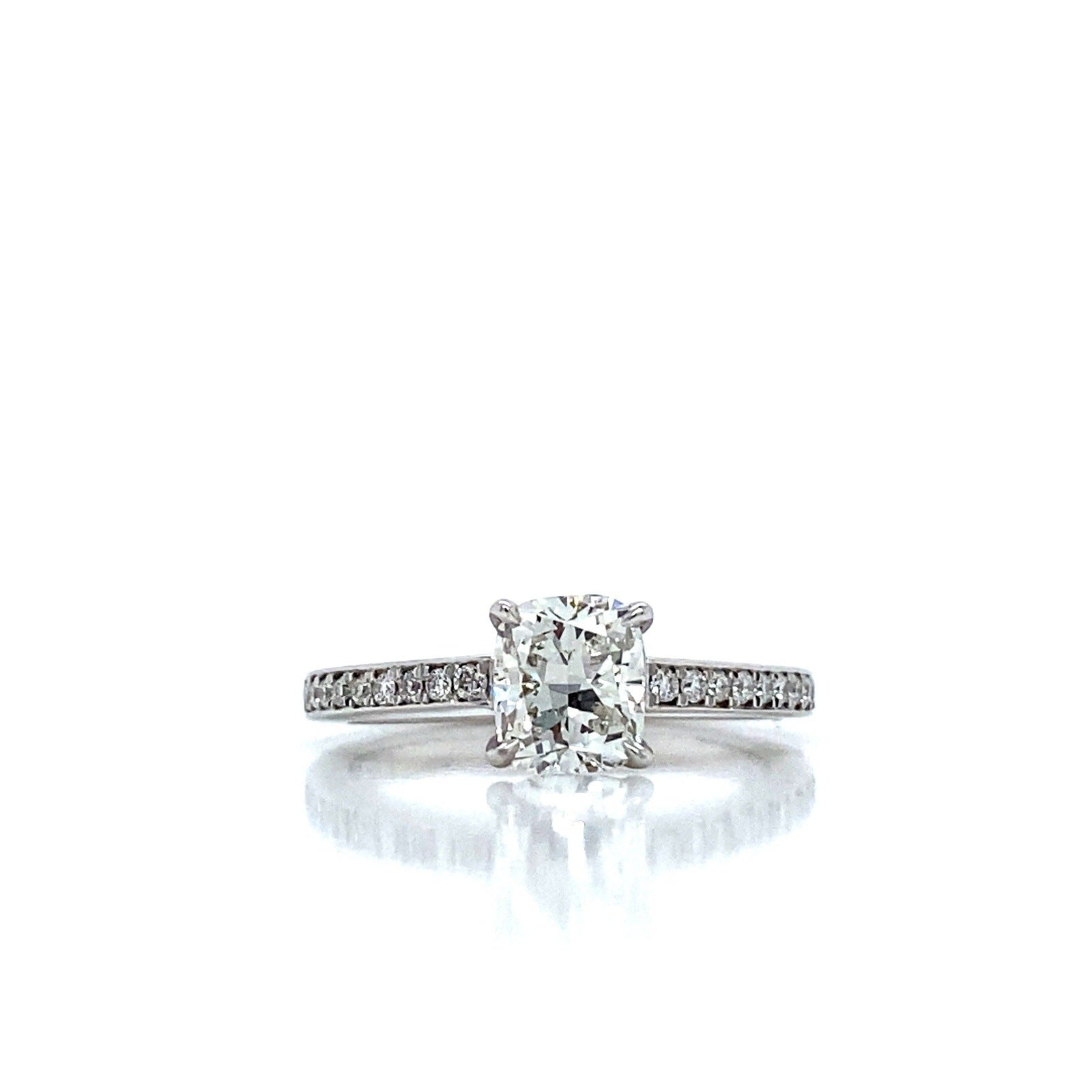 "ENGR02626" 0.98 Carat Cushion Cut Diamond Engagement Ring With Invisible Set Pavé