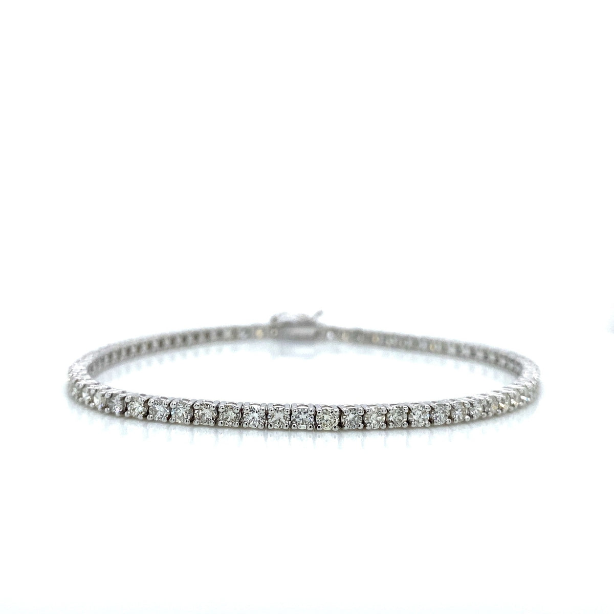 "BRAC01448" 3.45 Carat Round Diamond Tennis Bracelet in 14K White Gold 7 Inch Length