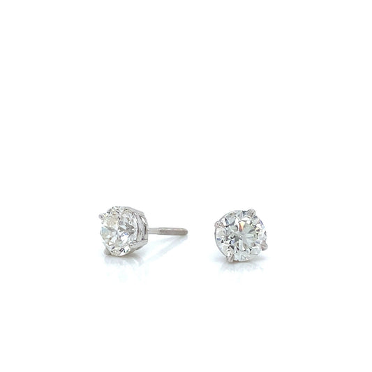 "EARR01573" 2.01 Carat H-I Color, SI3 Clarity Round Diamond Studs in 14K White Gold