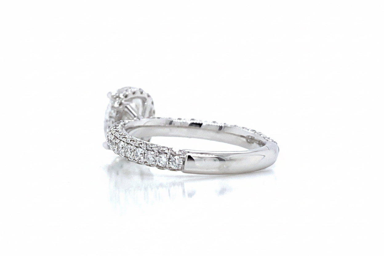 "ENGR03099" Oval Shaped GIA Diamond Hidden Halo Engagement Ring in 18K White Gold