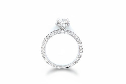 "ENGR03099" Oval Shaped GIA Diamond Hidden Halo Engagement Ring in 18K White Gold