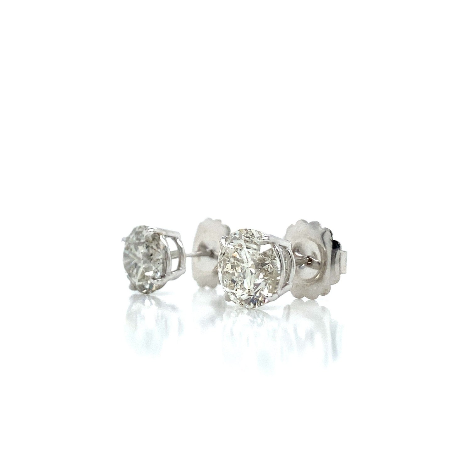 "EARR01596" Special Value 6.22 Carat Round Diamond Stud Earrings in 14K White Gold