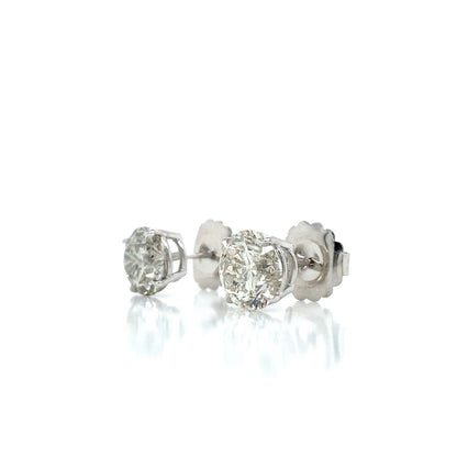 "EARR01596" Special Value 6.22 Carat Round Diamond Stud Earrings in 14K White Gold