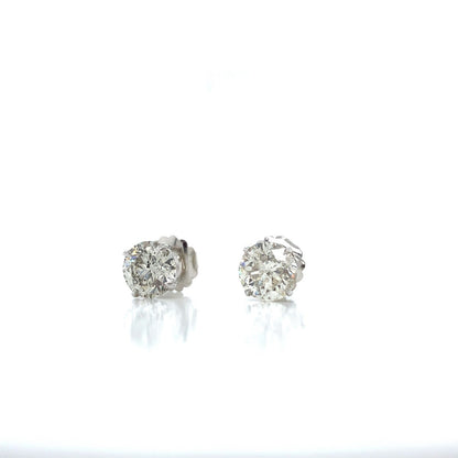 "EARR01596" Special Value 6.22 Carat Round Diamond Stud Earrings in 14K White Gold