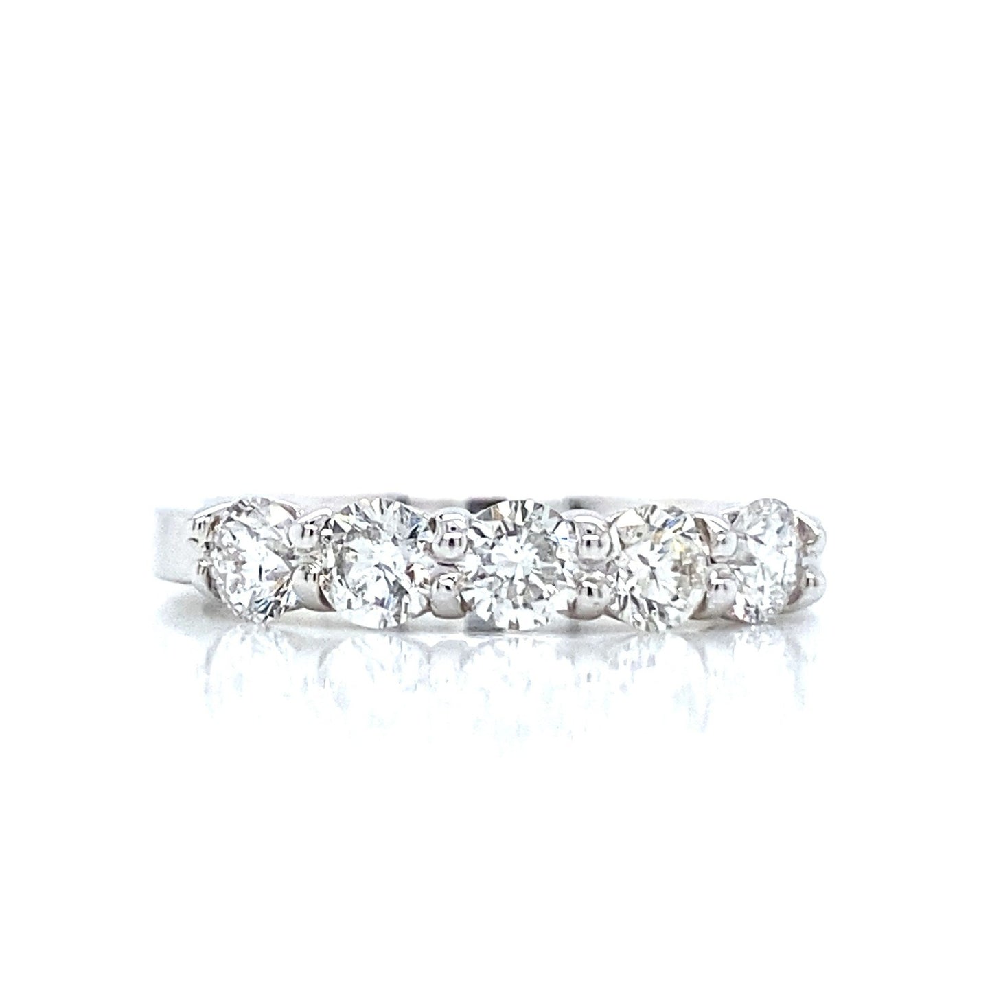 "DBAND01952" 5 Stone Ladies Diamond Wedding Band in 18K White Gold