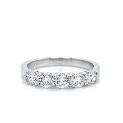 "DBAND01952" 5 Stone Ladies Diamond Wedding Band in 18K White Gold
