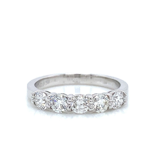 "DBAND01952" 5 Stone Ladies Diamond Wedding Band in 18K White Gold