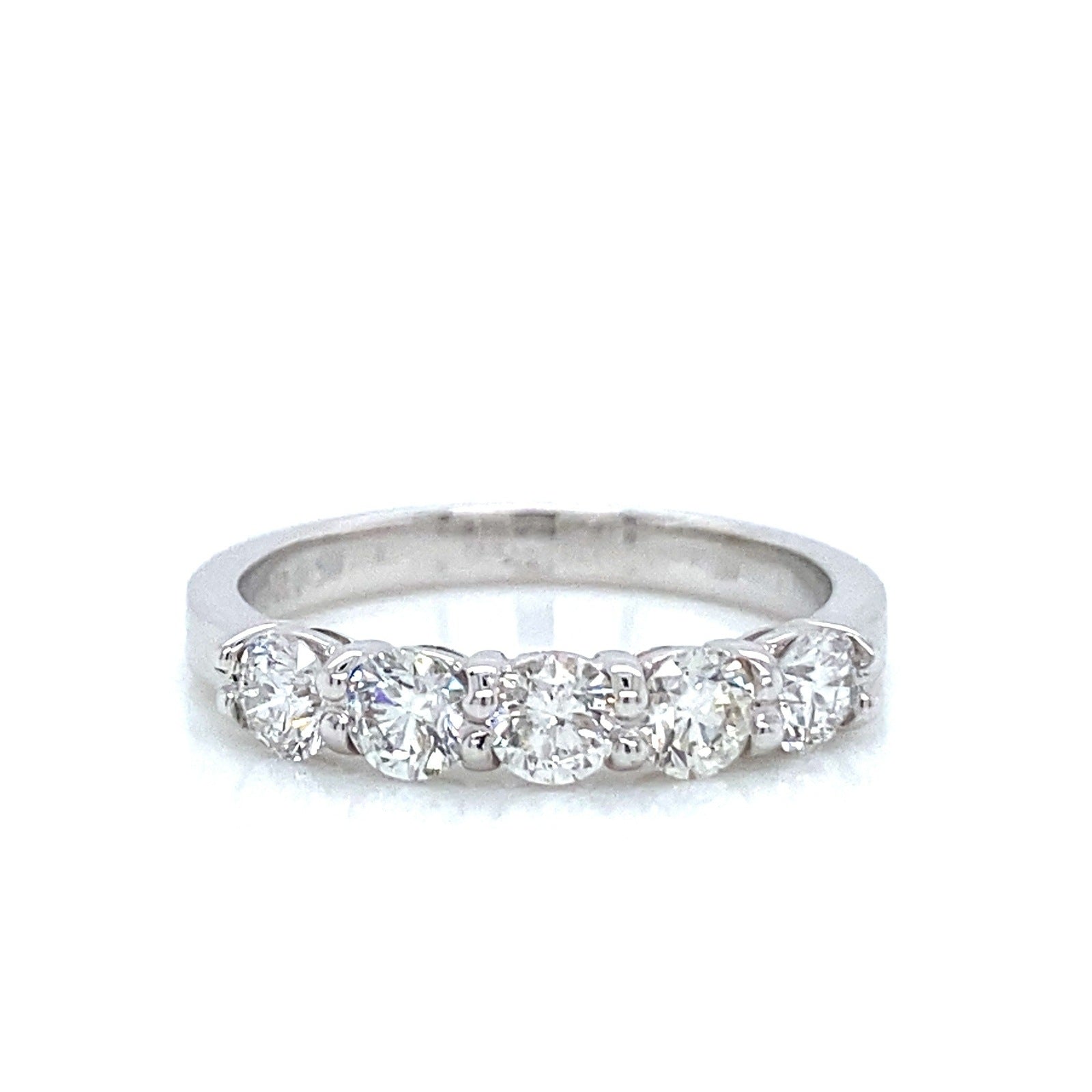 "DBAND01952" 5 Stone Ladies Diamond Wedding Band in 18K White Gold