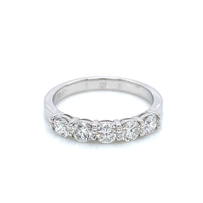 "DBAND01952" 5 Stone Ladies Diamond Wedding Band in 18K White Gold