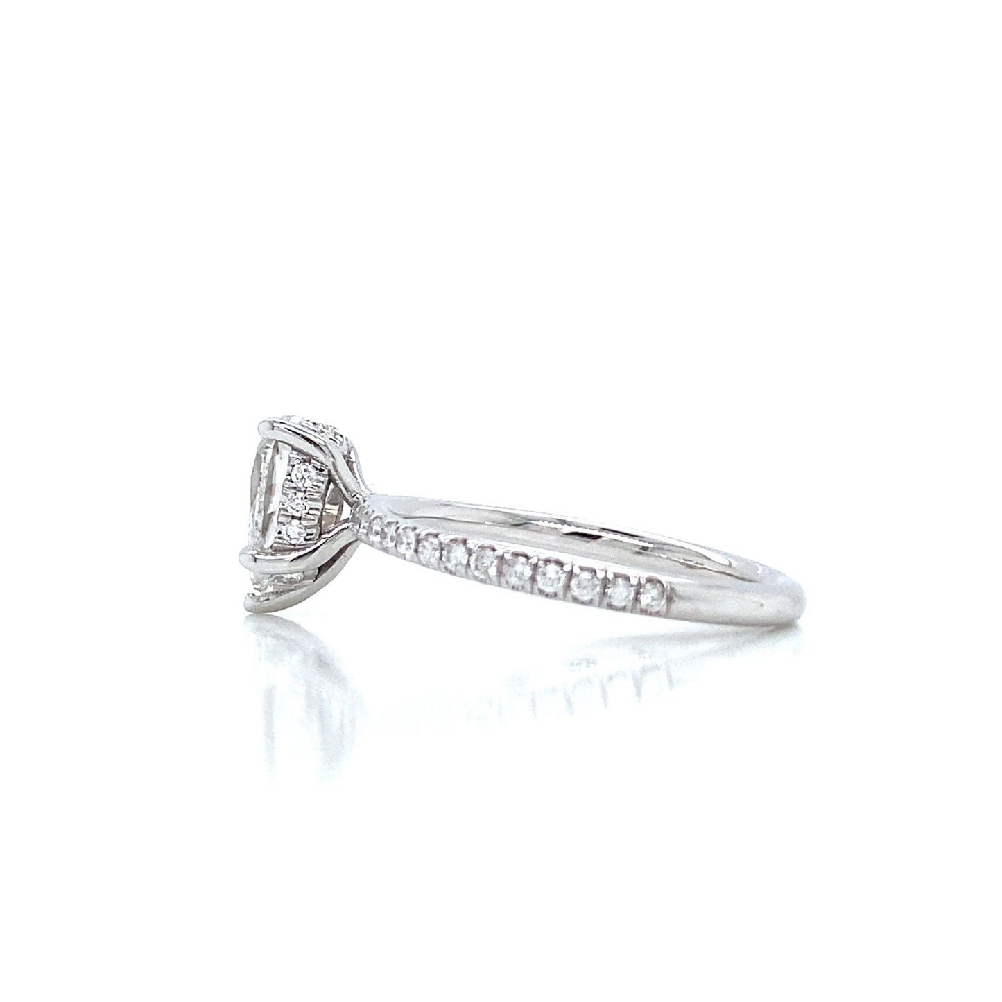 "ENGR03441" 1.00 Carat GIA Certified Pear Shaped Diamond Ring with Hidden Halo in Platinum