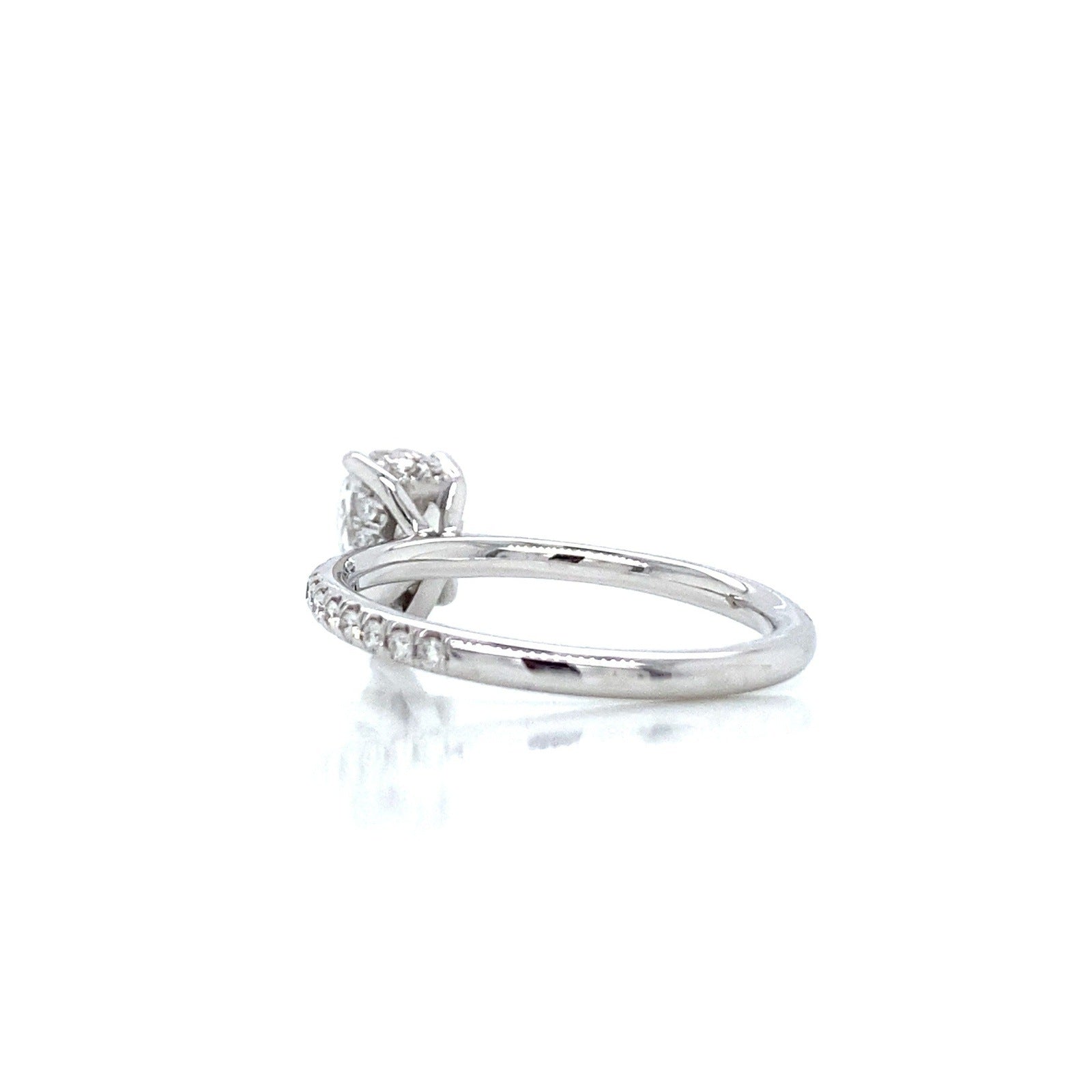 "ENGR03441" 1.00 Carat GIA Certified Pear Shaped Diamond Ring with Hidden Halo in Platinum