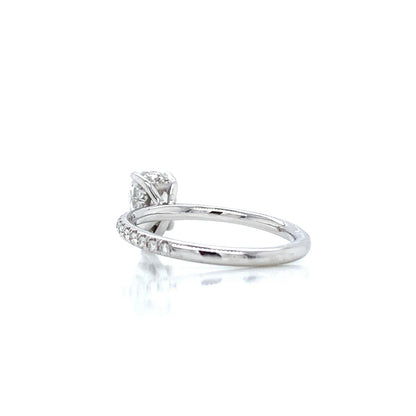 "ENGR03441" 1.00 Carat GIA Certified Pear Shaped Diamond Ring with Hidden Halo in Platinum