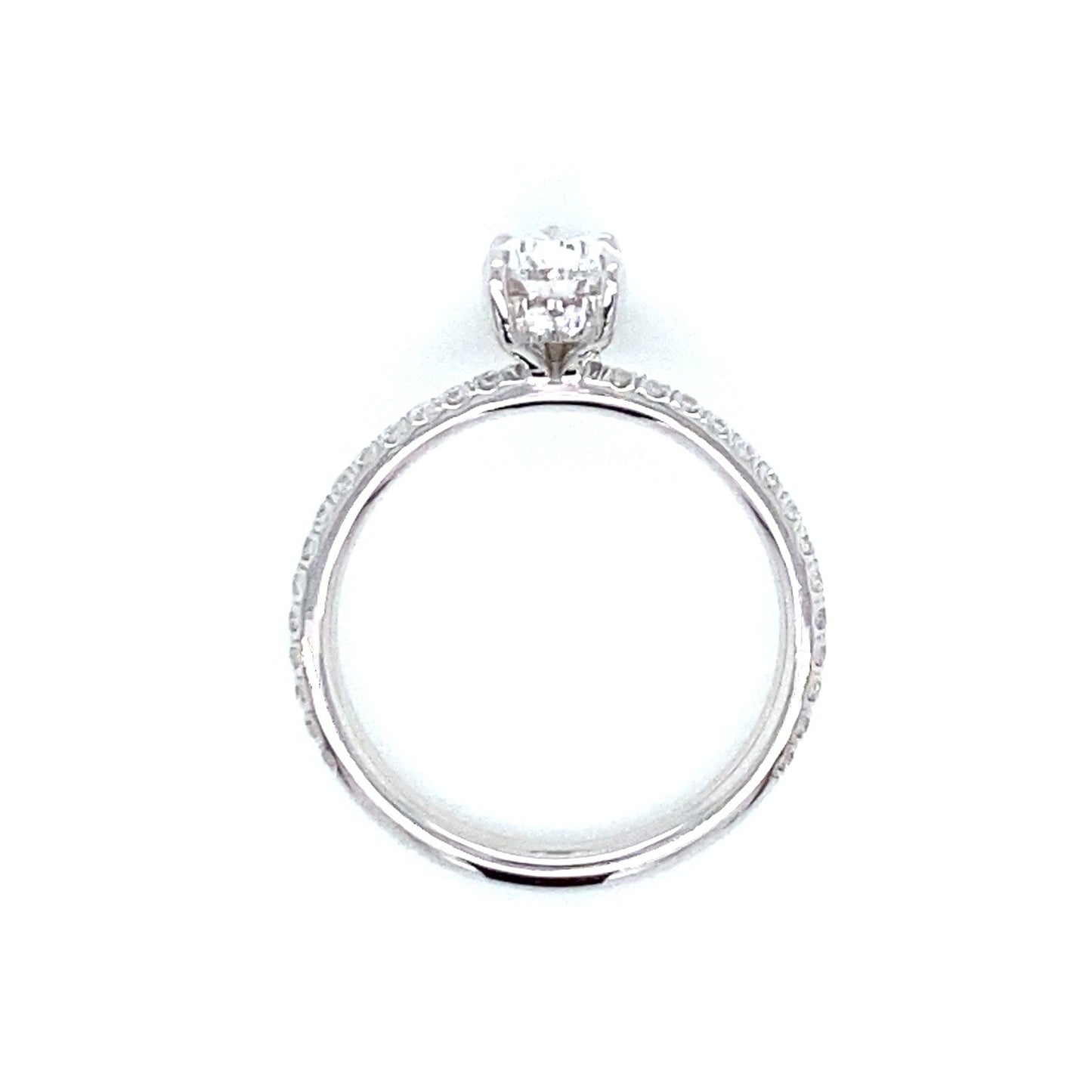 "ENGR03441" 1.00 Carat GIA Certified Pear Shaped Diamond Ring with Hidden Halo in Platinum