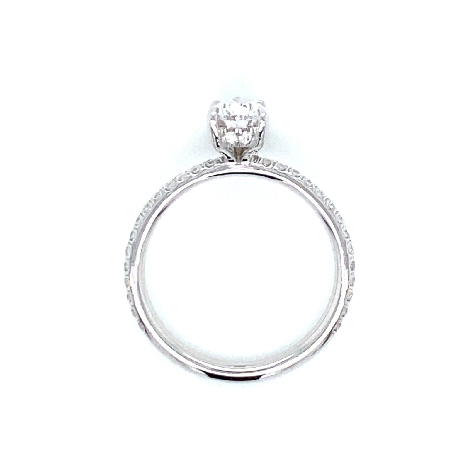 "ENGR03441" 1.00 Carat GIA Certified Pear Shaped Diamond Ring with Hidden Halo in Platinum
