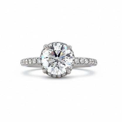 "ENGR03442" 1.52 Carat GIA Round Diamond Halo Engagement Ring in Platinum