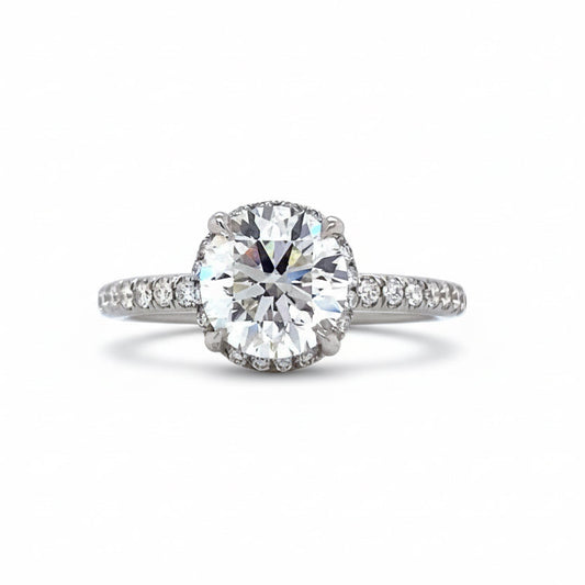 "ENGR03442" 1.52 Carat GIA Round Diamond Halo Engagement Ring in Platinum