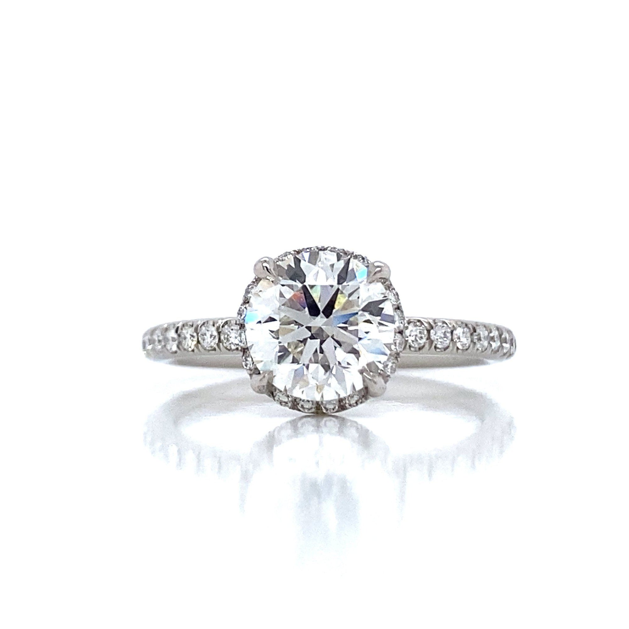 "ENGR03442" 1.52 Carat GIA Round Diamond Halo Engagement Ring in Platinum