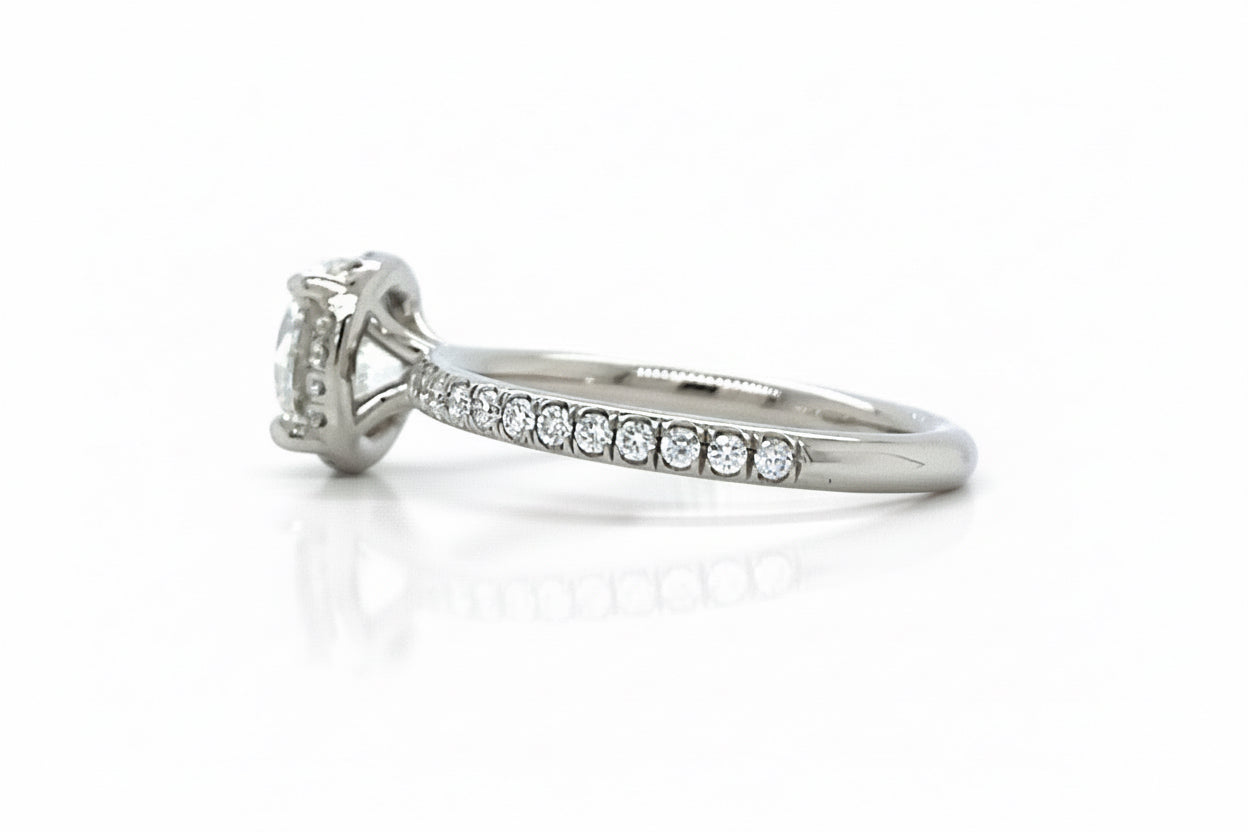 "ENGR03442" 1.52 Carat GIA Round Diamond Halo Engagement Ring in Platinum