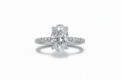 "ENGR03440" 1.53 Carat Oval Shaped Diamond Hidden Halo Engagement Ring in Platinum