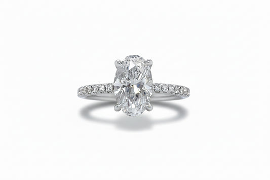 "ENGR03440" 1.53 Carat Oval Shaped Diamond Hidden Halo Engagement Ring in Platinum