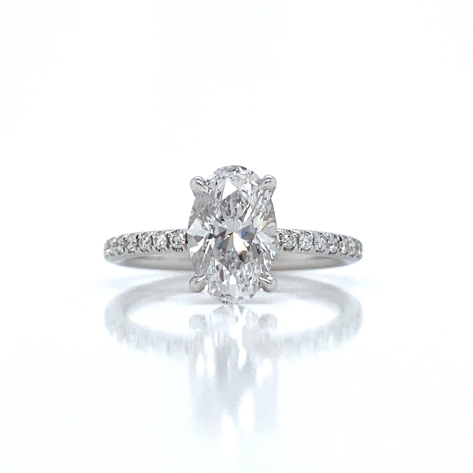 "ENGR03440" 1.53 Carat Oval Shaped Diamond Hidden Halo Engagement Ring in Platinum