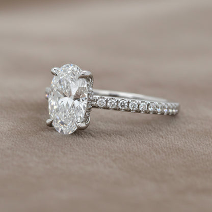 "ENGR03440" 1.53 Carat Oval Shaped Diamond Hidden Halo Engagement Ring in Platinum