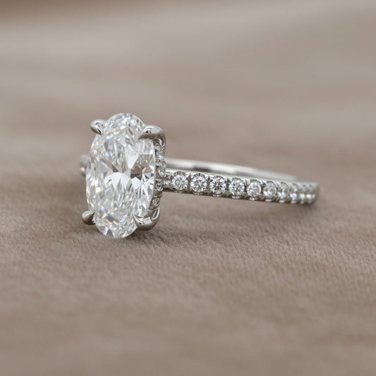 "ENGR03440" 1.53 Carat Oval Shaped Diamond Hidden Halo Engagement Ring in Platinum