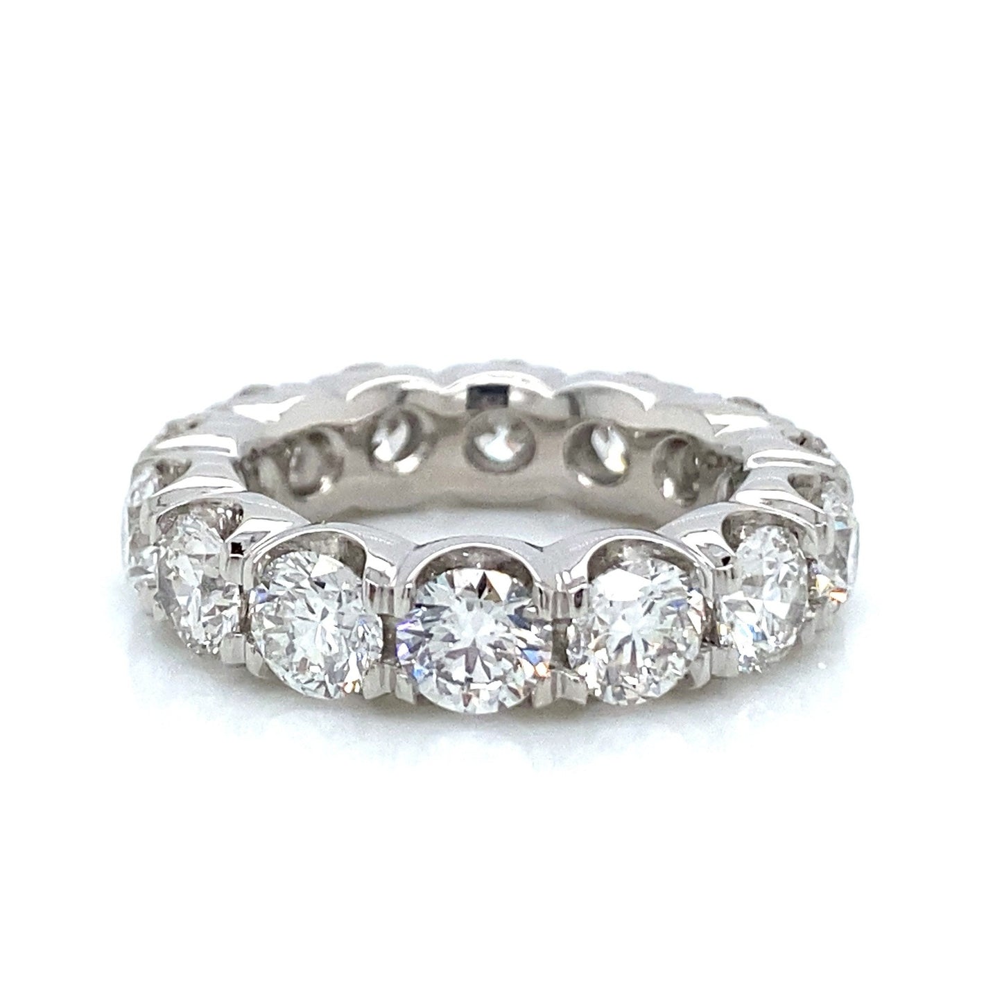 "DBAND01986" 6.53 Carat Round Brilliant Diamond Eternity Ring in Platinum - Handmade in New York City