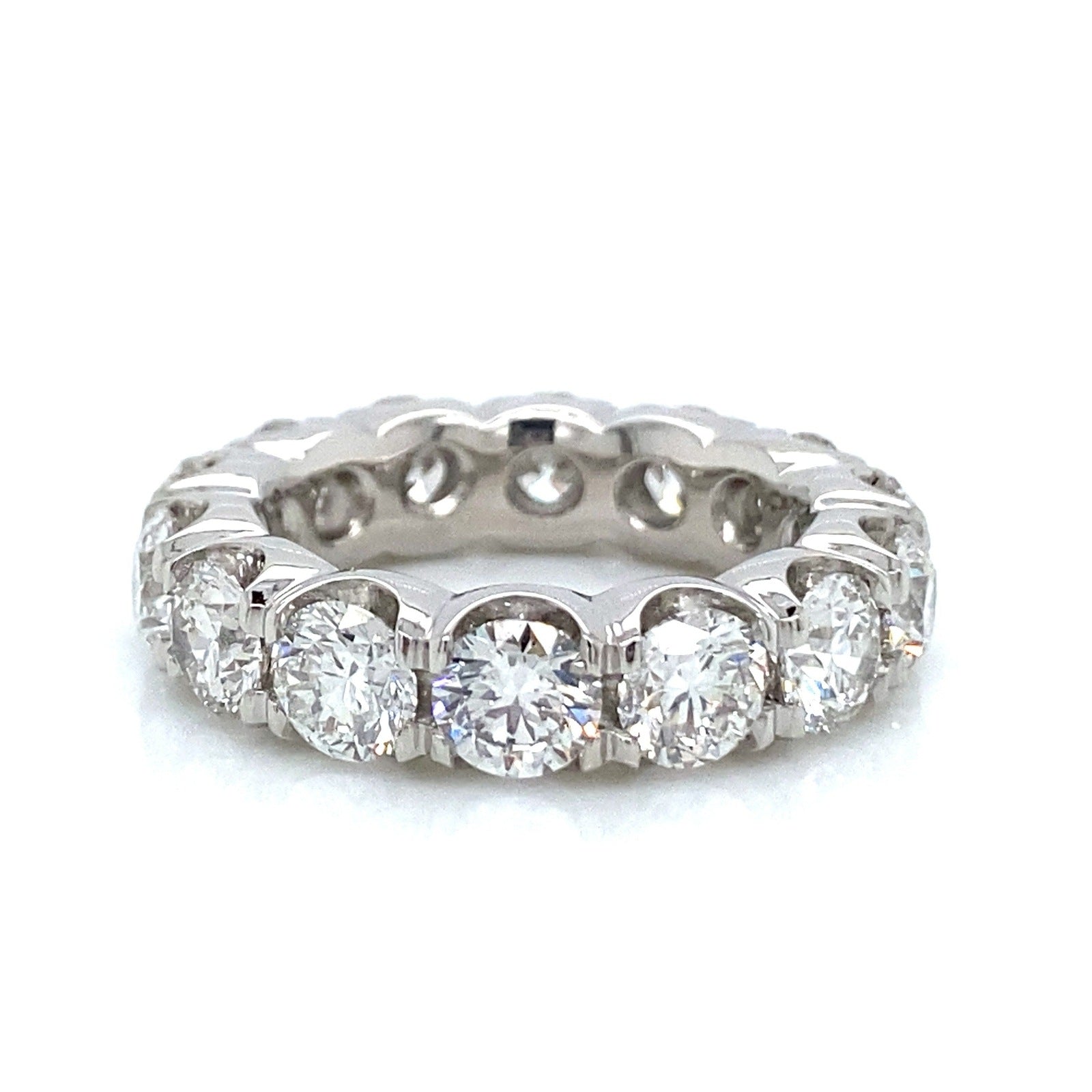 "DBAND01986" 6.53 Carat Round Brilliant Diamond Eternity Ring in Platinum - Handmade in New York City