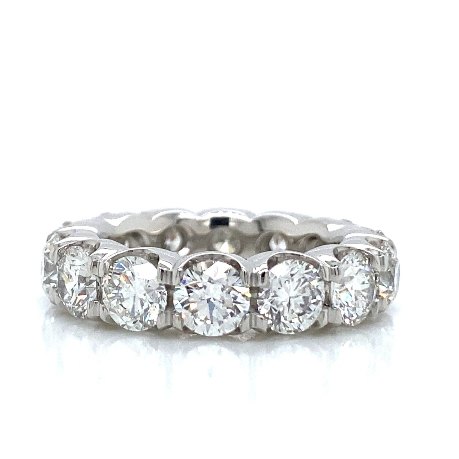 "DBAND01986" 6.53 Carat Round Brilliant Diamond Eternity Ring in Platinum - Handmade in New York City