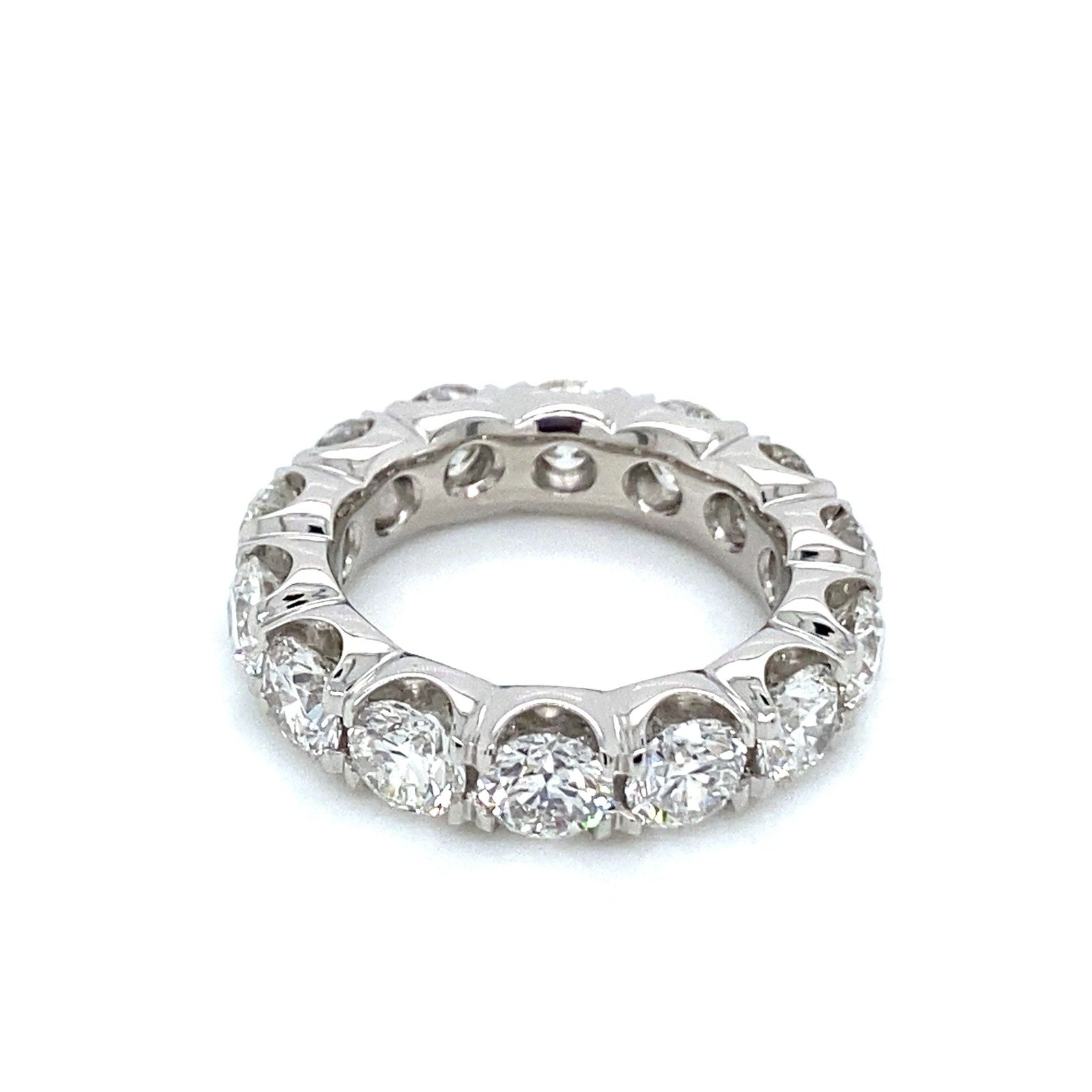 "DBAND01986" 6.53 Carat Round Brilliant Diamond Eternity Ring in Platinum - Handmade in New York City
