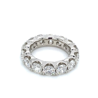 "DBAND01986" 6.53 Carat Round Brilliant Diamond Eternity Ring in Platinum - Handmade in New York City