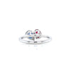 2.18 total Carat Pear Shaped Sapphire and Oval Shaped Ruby Two-Stone Ring in 14K White Gold