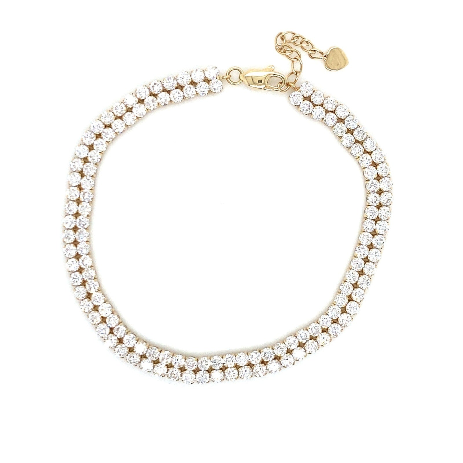 Stackable Double Row Diamond Bracelet in 14K Yellow Gold