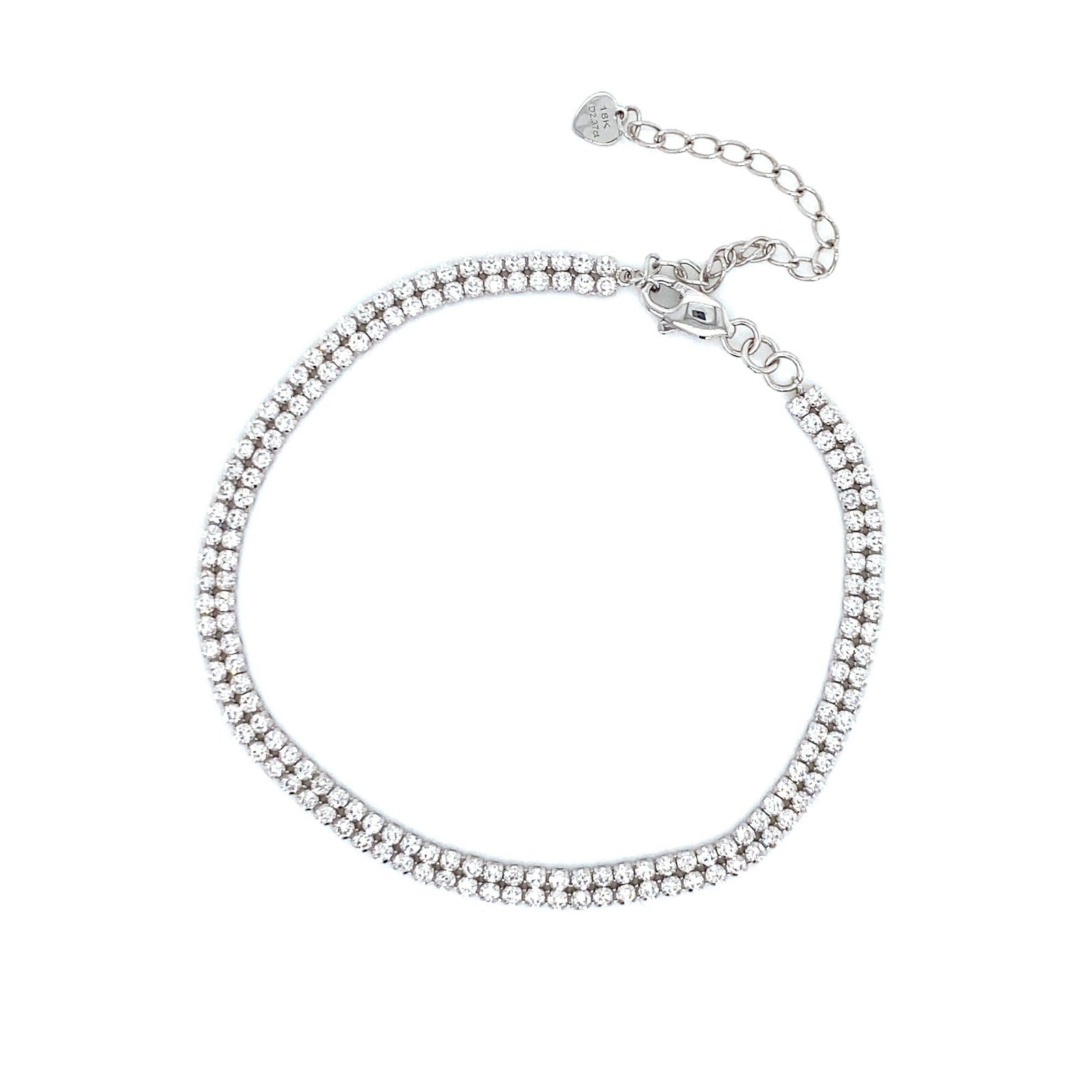 Stackable Double Row Diamond Bracelet in 18K White Gold