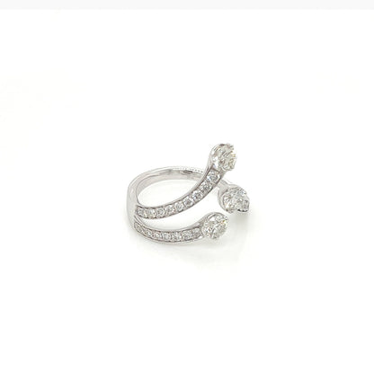 1.15 Total Carat Open Shank Three-Stone Diamond White Gold Ring