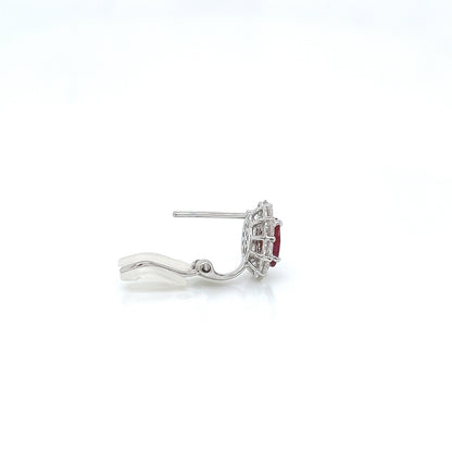 2.84 Total Carat Ruby and Diamond Earrings in 18K White Gold