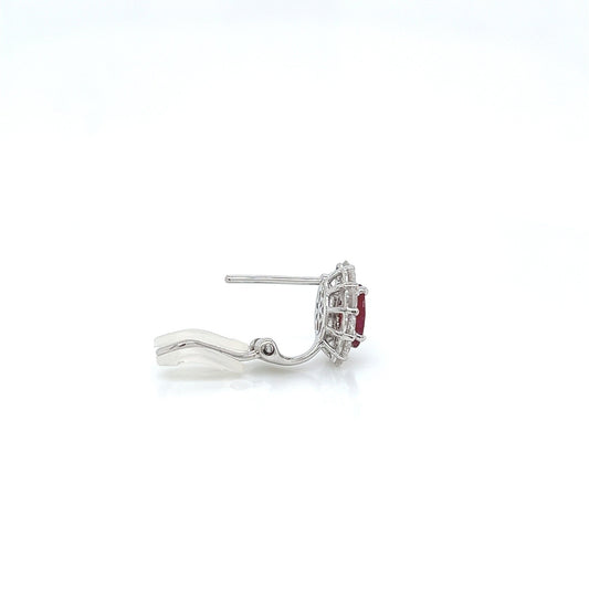 2.84 Total Carat Ruby and Diamond Earrings in 18K White Gold