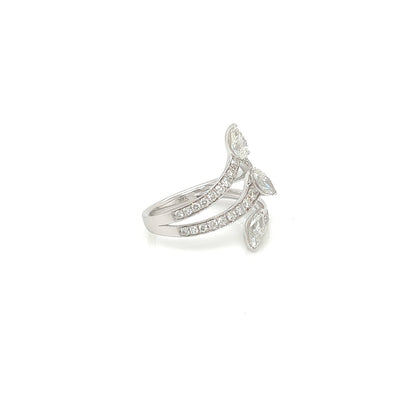 1.37 Total Carat Trio Shank, Three-Stone, White-Gold Diamond Ring