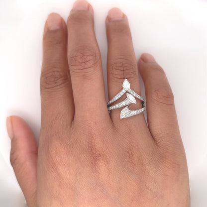 1.37 Total Carat Trio Shank, Three-Stone, White-Gold Diamond Ring