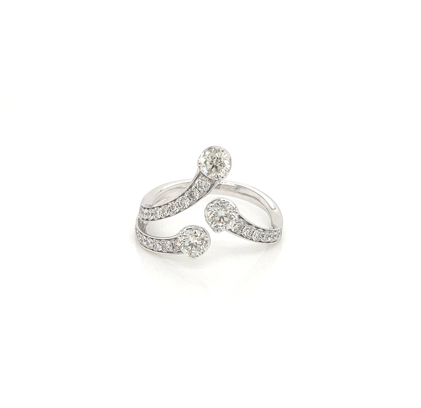 1.15 Total Carat Open Shank Three-Stone Diamond White Gold Ring