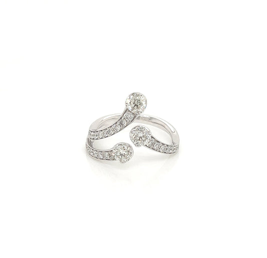1.15 Total Carat Open Shank Three-Stone Diamond White Gold Ring