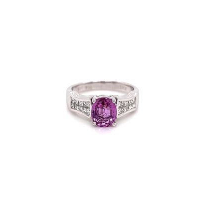 2.33 Total Carat Pink Sapphire Diamond Ladies Ring