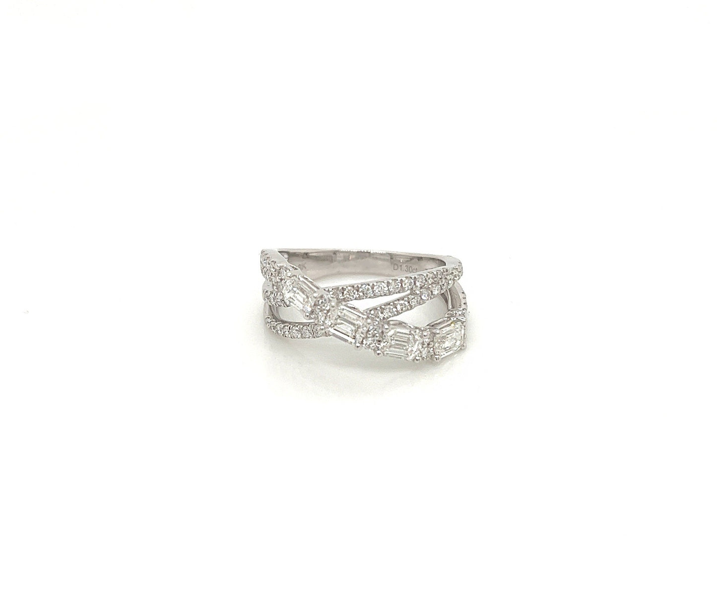 1.30 Total Carat Mixed Cut Diamond Triple Band Ladies Ring