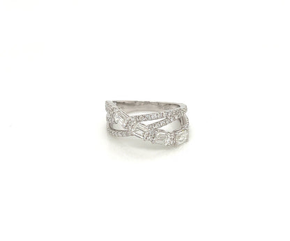 1.30 Total Carat Mixed Cut Diamond Triple Band Ladies Ring