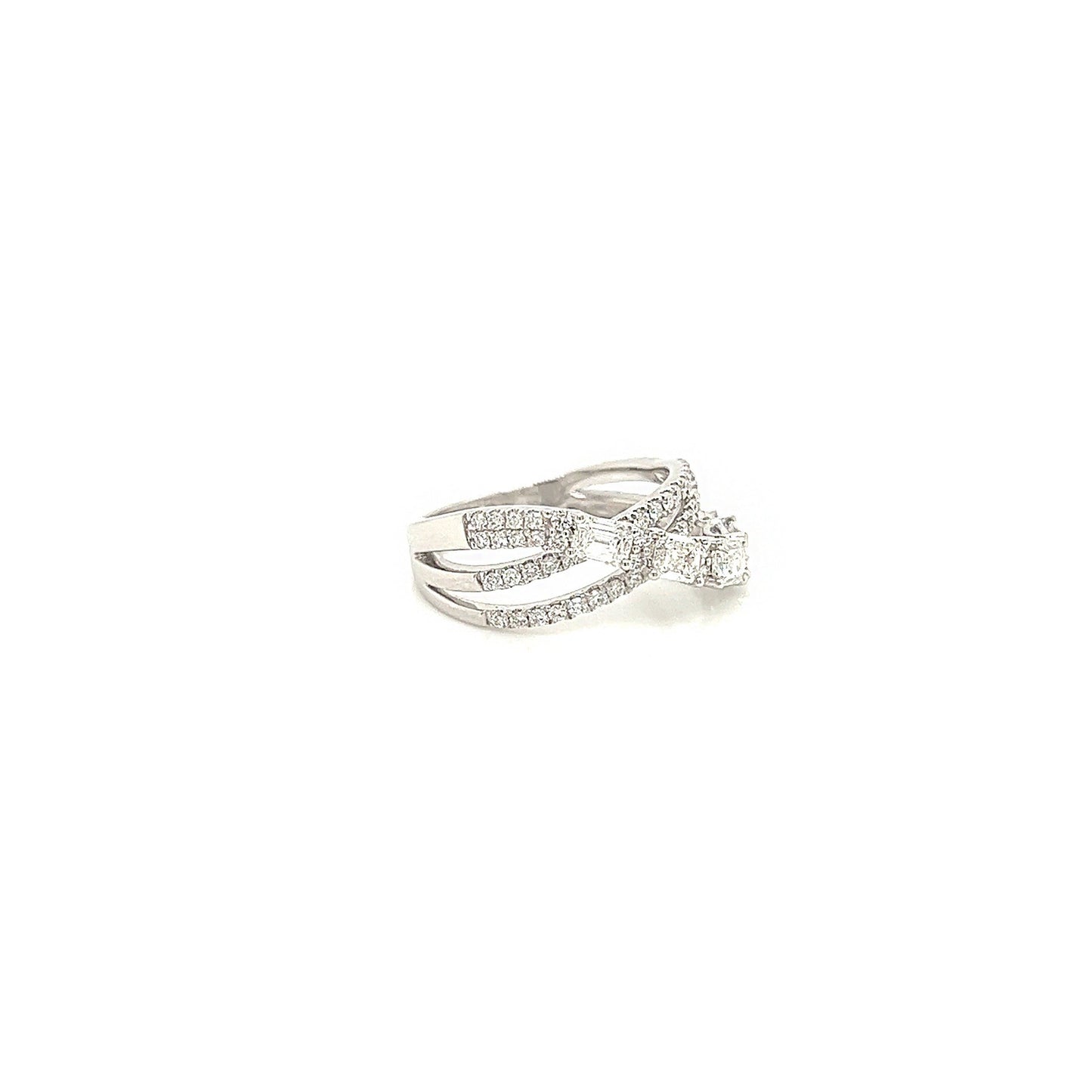 1.30 Total Carat Mixed Cut Diamond Triple Band Ladies Ring